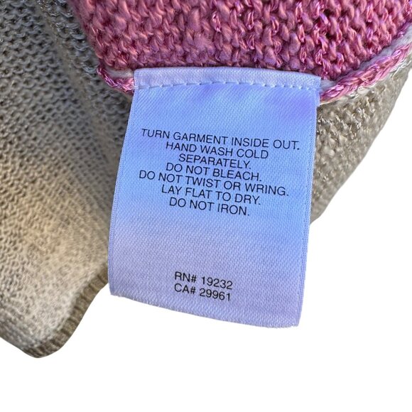 Alfred Dunner Vintage Womens Beaded Neckline Pink Tan Colorblock Knit Sweater M - Picture 9 of 9